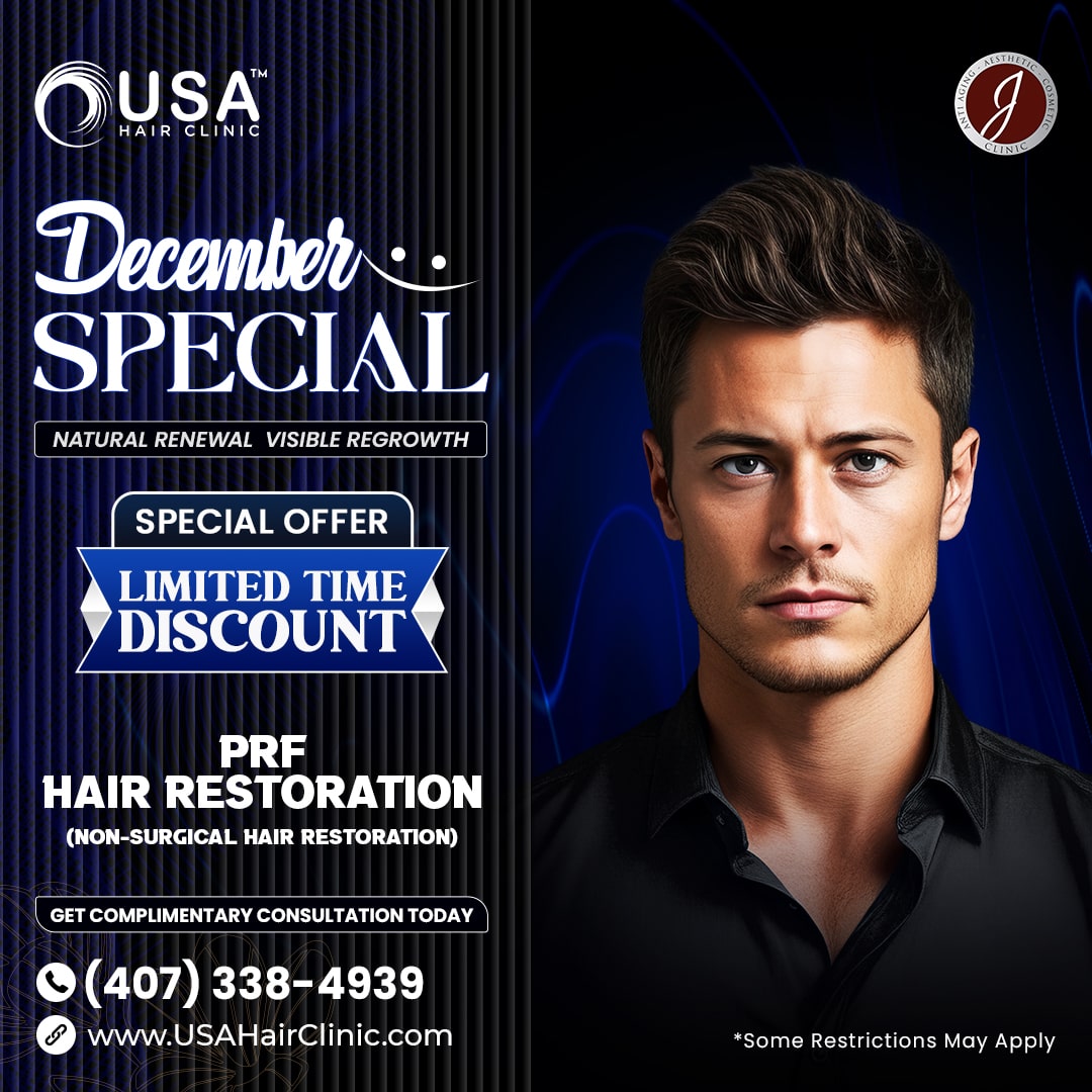 MONTHLY DECEMBER POST - 25% SERVICE - PRF HAIR RESTORATION - USA HAIR CLINIC-min