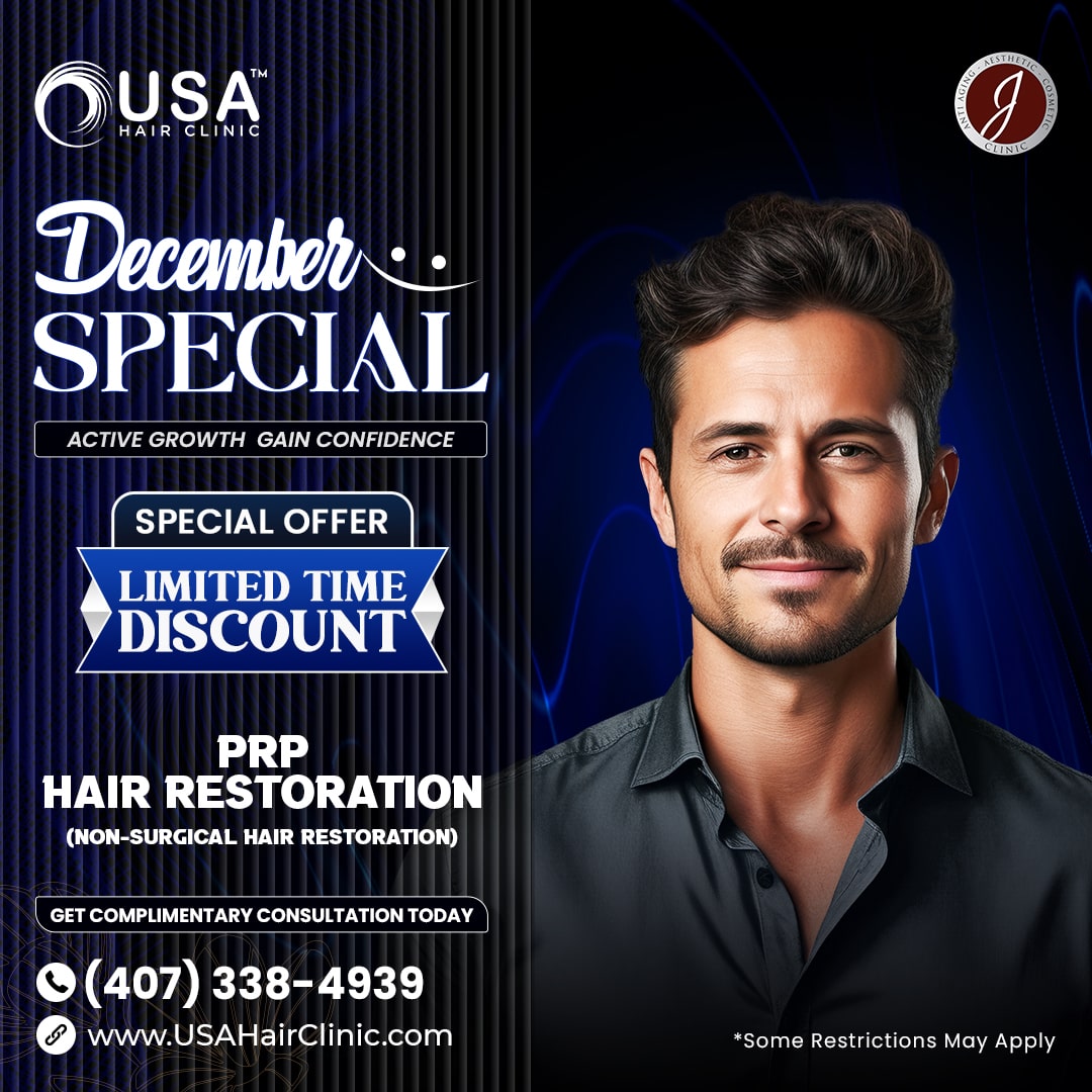 MONTHLY DECEMBER POST - 25% SERVICE - PRP HAIR RESTORATION - USA HAIR CLINIC-min